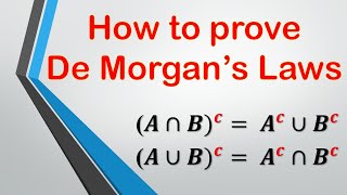 How to Prove the De Morgans Laws  Sets [upl. by Irrac]