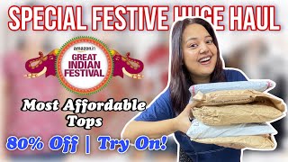 Most Trendy amp Affordable Tops from AMAZON😍Amazon Great Indian Festival Sale Haul  Sneha Reviews [upl. by Anyehs153]