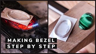 SILVER BEZEL for cabochon STEP BY STEP with list of tools How to make a bezel setting [upl. by Ecirtnahc]