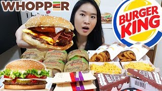 BURGER KING FEAST Whoppers Angus Beef Burgers Onion Rings Hersheys Pies  Mukbang Eating Show [upl. by Matrona929]