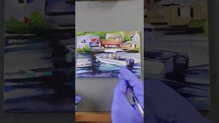 Watercolor amp Gouache Boat Painting Demo [upl. by Kenwee]