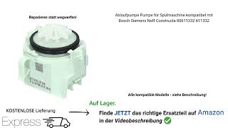 Ablaufpumpe Spülmaschine wechseln Bosch Siemens Neff Constructa 00611332 611332 Pumpe tauschen [upl. by Bethezel]