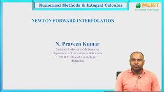 LEC03 Numerical Methods amp Integral Transforms  Newton Forward Interpolation by N Praveen Kumar [upl. by Adnarrim495]