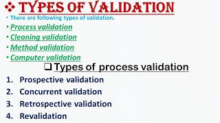 Validation in pharmaceutical industry l Types of validation in hindil Impotance of validation hindi [upl. by Yadnus]