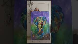 Elephant Art Oil on canvas 100x150 cmLink in comments animal elephants art oilpainting nature [upl. by Carberry968]