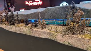 Rapido Coaster Passes SP Shasta Freight in Siding at Colorado Model Railroad Museum [upl. by Chemush]