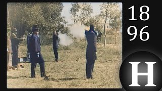 1896  France  Pistol duel between two men Colorized [upl. by Notgnirra]