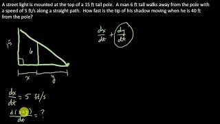 Calculus Related Rates  The Shadow Problem [upl. by Erich]