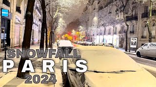 Paris France  Frozen Morning in Paris  Paris Snow Fall 2024  4K HDR [upl. by Venice]