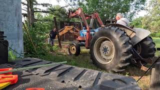 Barn build with Ford 4000 and Case backhoe help [upl. by Ymereg]