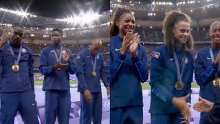 USA Mens amp Womens 4x400m Relay Final Olympic Paris 2024 USA Team Gold Medal with Olympic Record [upl. by Ytrebil]