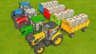 quotUltimate Transport Set Big Bud Case Claas and John Deere Tractors with RustEze Truck Flatbed [upl. by Dorri]