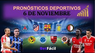 ✅⚽ PRONOSTICOS DEPORTIVOS MIERCOLES 6 DE NOVIEMBRE  UEFA CHAMPIONS LEAGUE [upl. by Tertius]