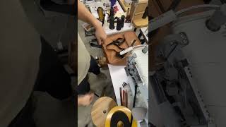 Attaching a gusset an an alligator leather bag  Loyal Stricklin sewing leathercraft [upl. by Barny328]