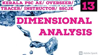 DIMENSIONAL ANALYSIS  fluid mechanics part 13 for LSGD AE [upl. by Benedick]