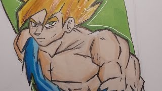 Drawing Super Saiyan Goku Dragon Ball Z artwork art anime [upl. by Kcirdahs732]