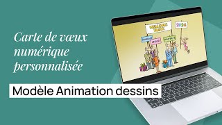 2024  Carte de vœux numérique personnalisée – Modèle Animation Dessins [upl. by Anaejer]