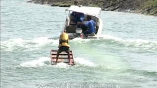 Water skiing at Pong dam Himachal Pradesh [upl. by Attesoj]