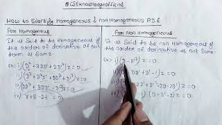 How to identify Homogeneous and Non Homogeneous partial differential equations engineeringStudy [upl. by Waldack595]