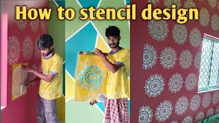 How to stencil design painting  stencil 2 alam2n [upl. by Eartnoed]