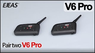 EJEAS V6 Pro  Pair two V6 Pro  motorcycle helmets bluetooth intercom [upl. by Aleahcim]