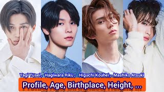 Hagiwara Riku，Yagi Yusei， Higuchi Kouhei，Mashiko Atsuki  Profile Age Birthplace Height [upl. by Ynahpit936]