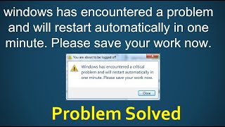 windows has encountered a critical problem and will restart automatically in one minute in Tamil [upl. by Aisatsanna]