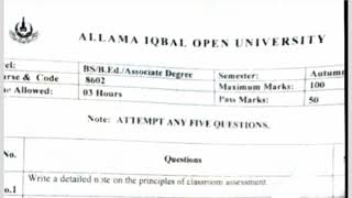 8602 paper pattern aiou course code 8602 past paper smestr Autumn 2023 [upl. by Nuahsal]