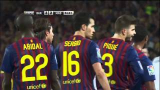 Barcelona vs Real Madrid soccer fight marcelo fouls fabregasmourinho pulls ear 32 August 17 2011 [upl. by Yrdnal]