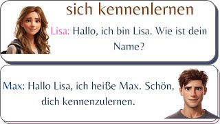 sich kennenlernen Dialog für Anfänger Level A2 Dialogue for beginners [upl. by Sheley307]