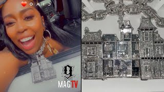 Kash Doll Gets An Iced Out Expanding Doll House Chain For Her 34th BDay 🏰 [upl. by Ilanos]