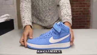 Nike Air Force 1 High OG Retro  University Blue  Unboxing Video at Exclucity [upl. by Allan395]