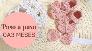 ZAPATO Y VENDA O DIADEMA A CROCHET PASO A PASO 0A3 MESES [upl. by Hagood453]