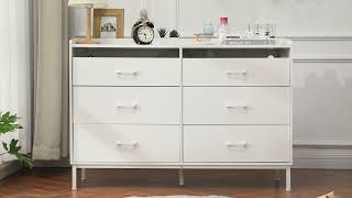 Sikaic 6 Drawers LED Dresser With Storage Cabinet White [upl. by Chader]