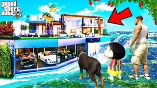 Franklin Shinchan And Pinchan Surprised By New Water Floating Mansion in GTA 5  DC [upl. by Patti]