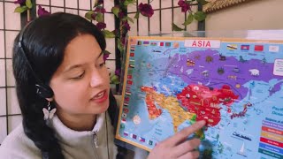 asmr • soft geography teacher  map of Asia  part I countries [upl. by Avid]