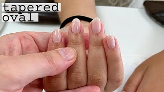 How to Shape Natural Nails Tapered Oval EXPLAINED [upl. by Arymas]