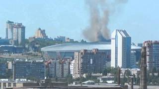 Donetsk The shelling of the city near the stadium DonbassArena Ukraine War [upl. by Annot]