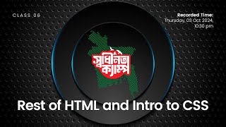 Sadhinota Camp Class Six  Block amp Inline Element  HTML Div Class ID  Semantic HTML  CSS Intro [upl. by Berty147]