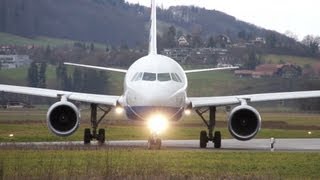 Spectacular Airbus A320 landing amp take off at Airport BernBelp [upl. by Orose]