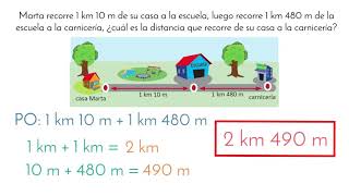 14 Suma y resta de longitudes en kilómetros y metros [upl. by Rowney303]