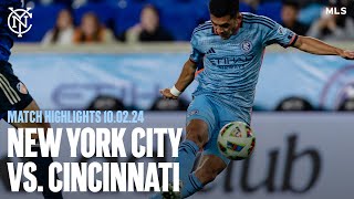 Match Highlights  New York City FC 32 FC Cincinnati  October 2 2024 [upl. by Harmony]