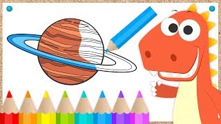 Aprende con Eddie a colorear los planetas 🌍 Eddie el dinosaurio aprende planetas del Sistema Solar [upl. by Vitale]