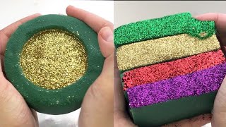 CRUSHING FLORAL FOAM WET Vs DRY AND GUESS THE COLOR GLITTER FOAM SATISFYING ASMR [upl. by Engdahl668]