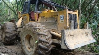 Caterpillar 518 Log Skidder Forestry Tractor 4x4 with Winch sn50S211 [upl. by Amsed]