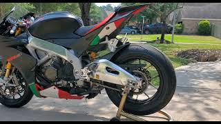 Aprilia RSV4 Factory with Full Akrapovic Exhaust and shorten muffler 2014  23 length [upl. by Cinda]