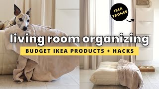 BUDGET Living Room Organizing w IKEA TRONES  IKEA CURTAINS HACKS [upl. by Ysac]