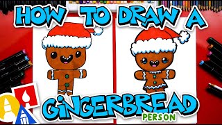 How To Draw A Gingerbread Person With Santa Hat [upl. by Adelheid]