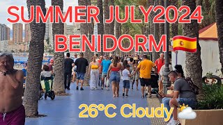 BENIDORM 🇪🇸 PONIENTE BEACH TO OLD TOWN JULY 2024  4KHDR Summer Walking Tour costablanca beach [upl. by Ebberta]