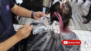 RETOQUE DE MECHAS Y EXTRACION DE COLOR DE FANTACIA matiz platinado [upl. by Leiad]